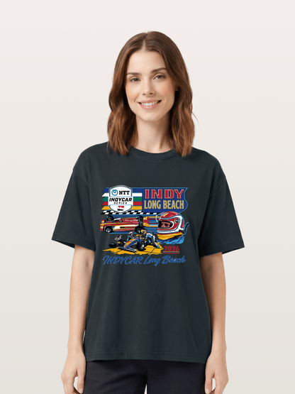 IndyCar Long Beach Vintage Art Gildan T-shirt