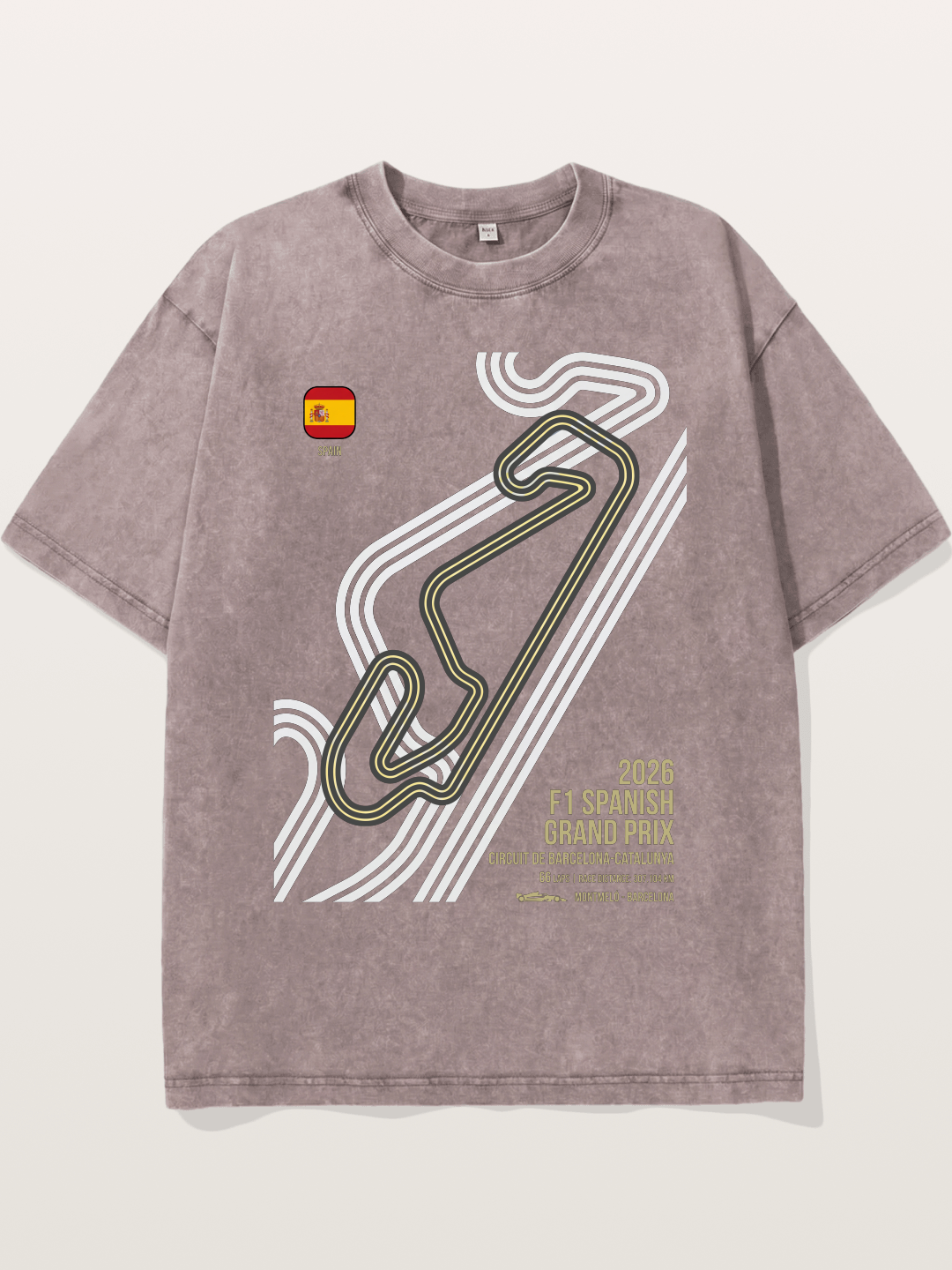 Spanish F1 Catalunya Circuit Layout Washed T-shirt