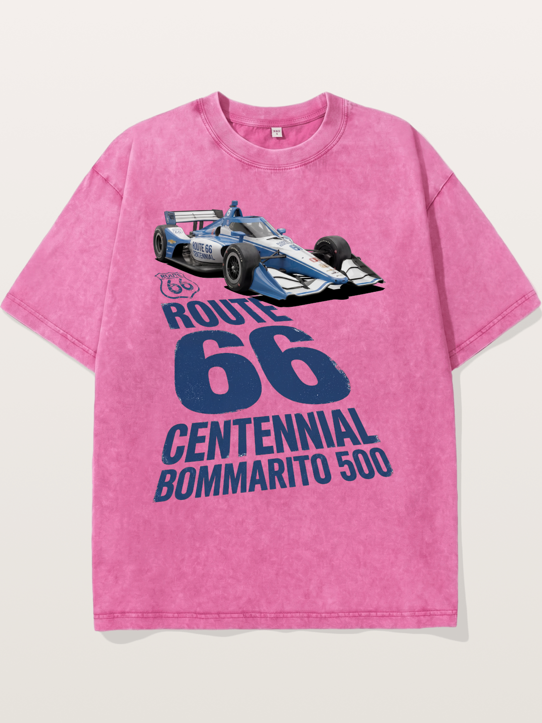 Blue IndyCar Route66 Print Washed T-shirt