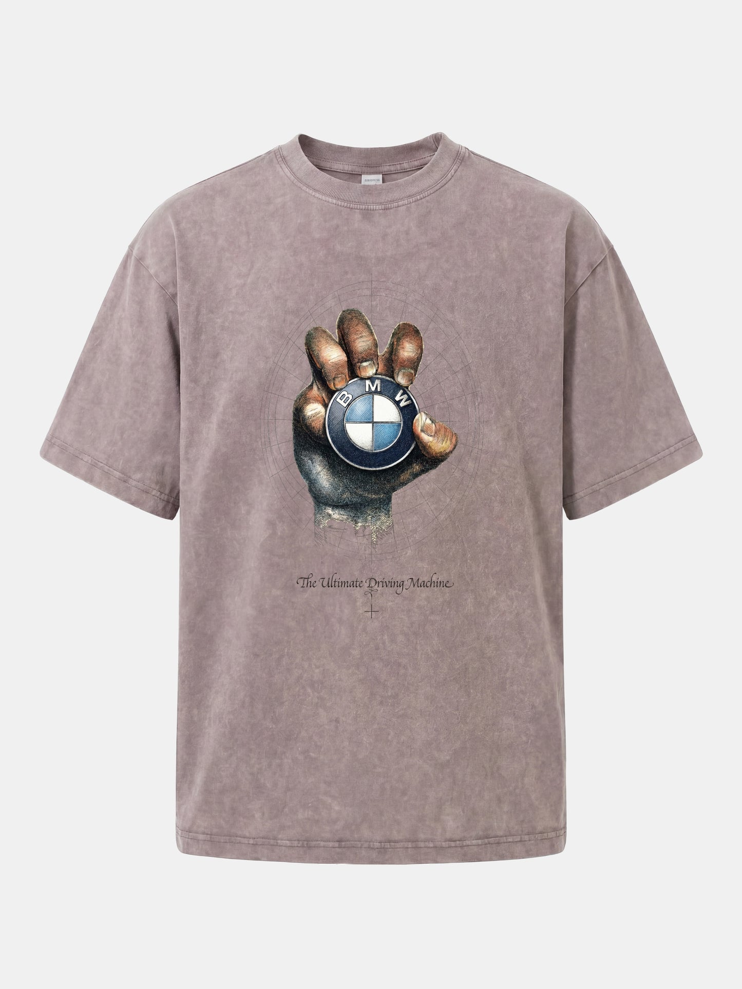 Hand Holding BMW Logo Sketch Washed T-shirt