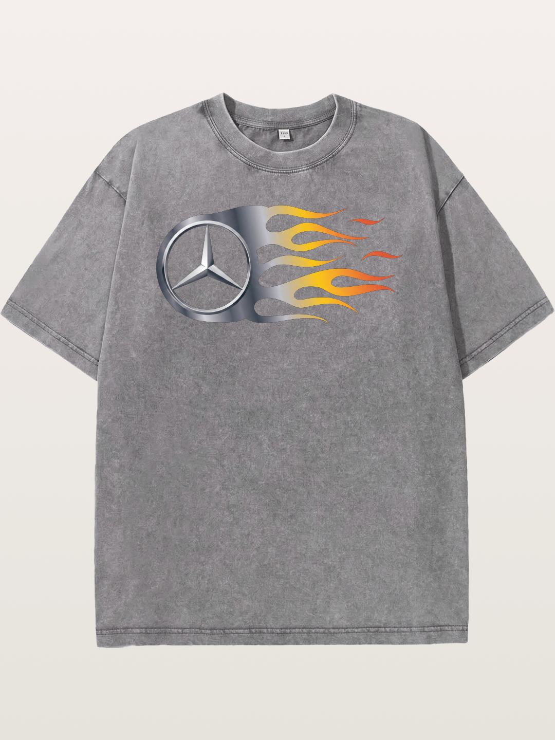 Mercedes Star With Flame Design Washed T-shirt