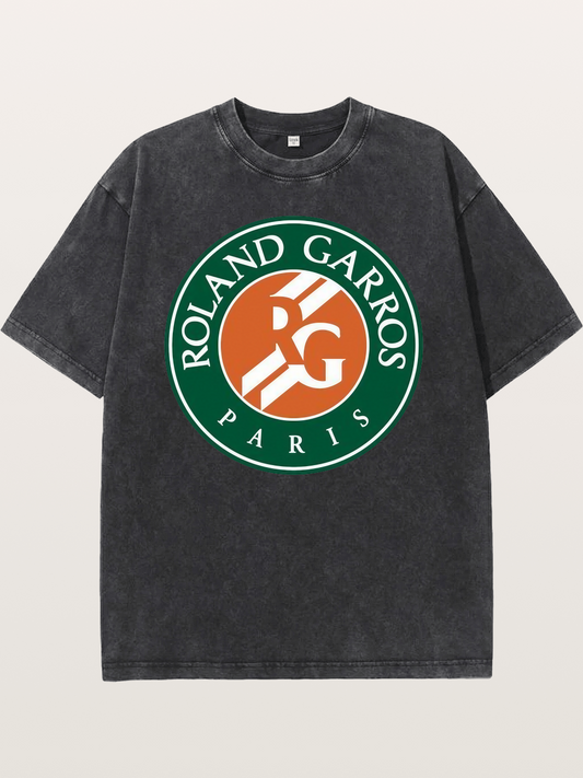 Roland Garros Paris Logo Print Washed T-shirt