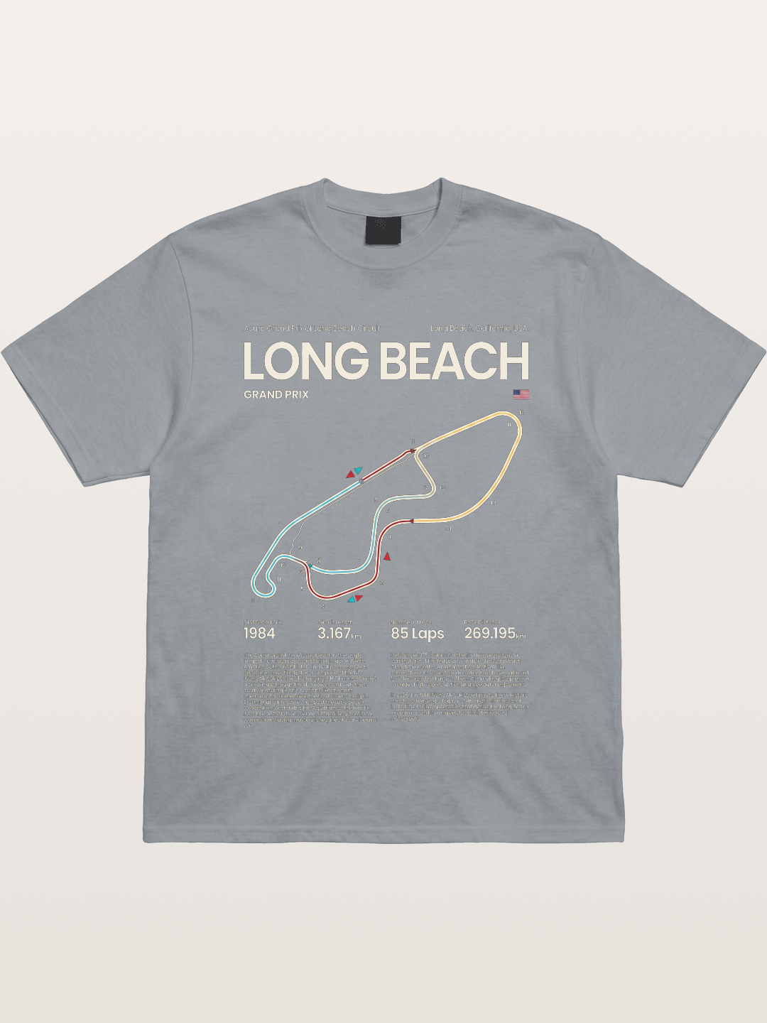 Long Beach GP Circuit Map Gildan T-shirt