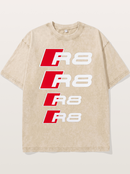 Audi R8 Red Repeated Text Washed T-shirt