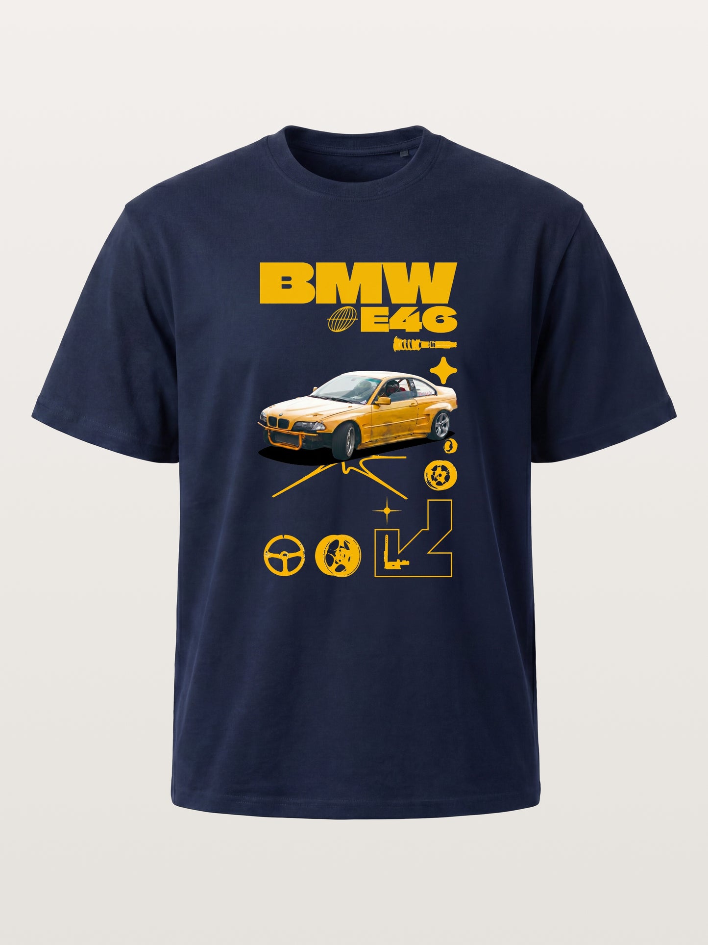 BMW E46 Yellow Tuner Print Cotton T-shirt