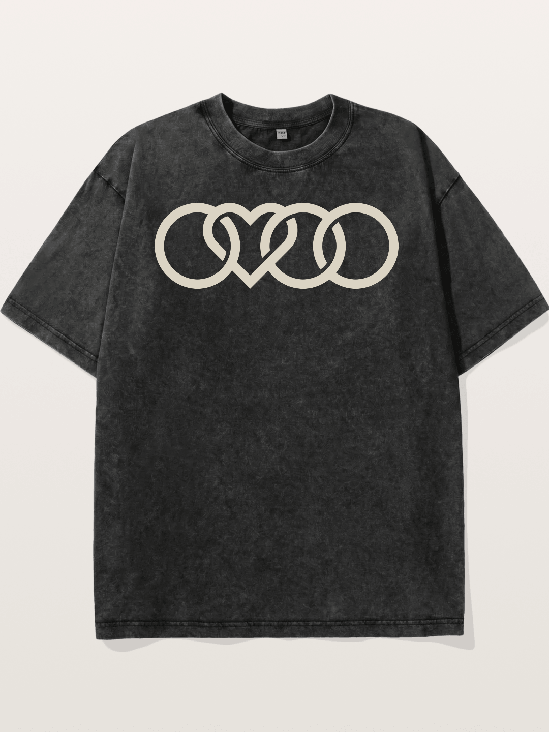Audi Four Rings Heart Shape Washed T-shirt