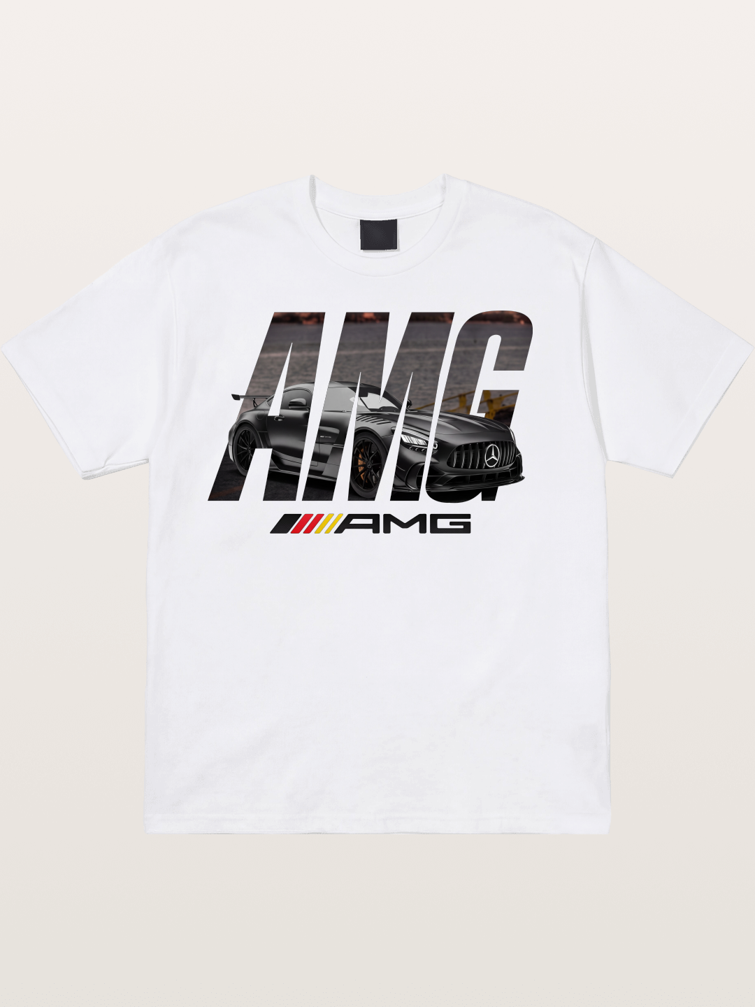 AMG Lettermark Car Print Cotton T-shirt