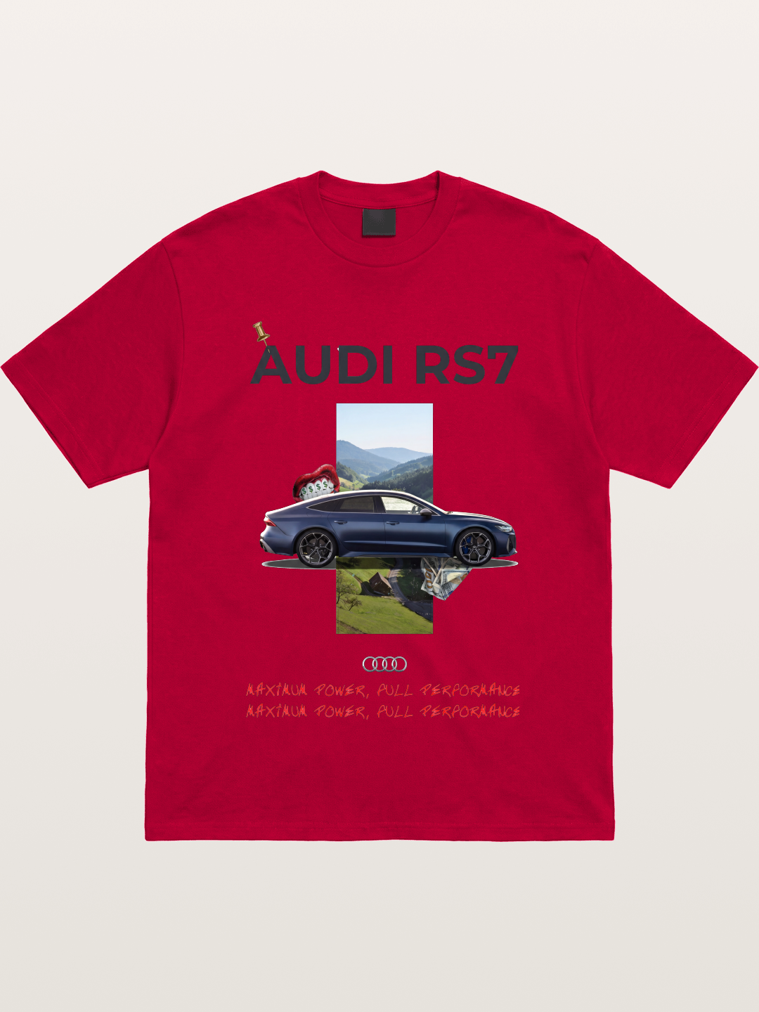 Audi RS7 Surreal Collage Art Gildan T-shirt