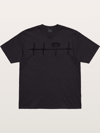 Tesla Logo Heartbeat Sticker Gildan T-shirt