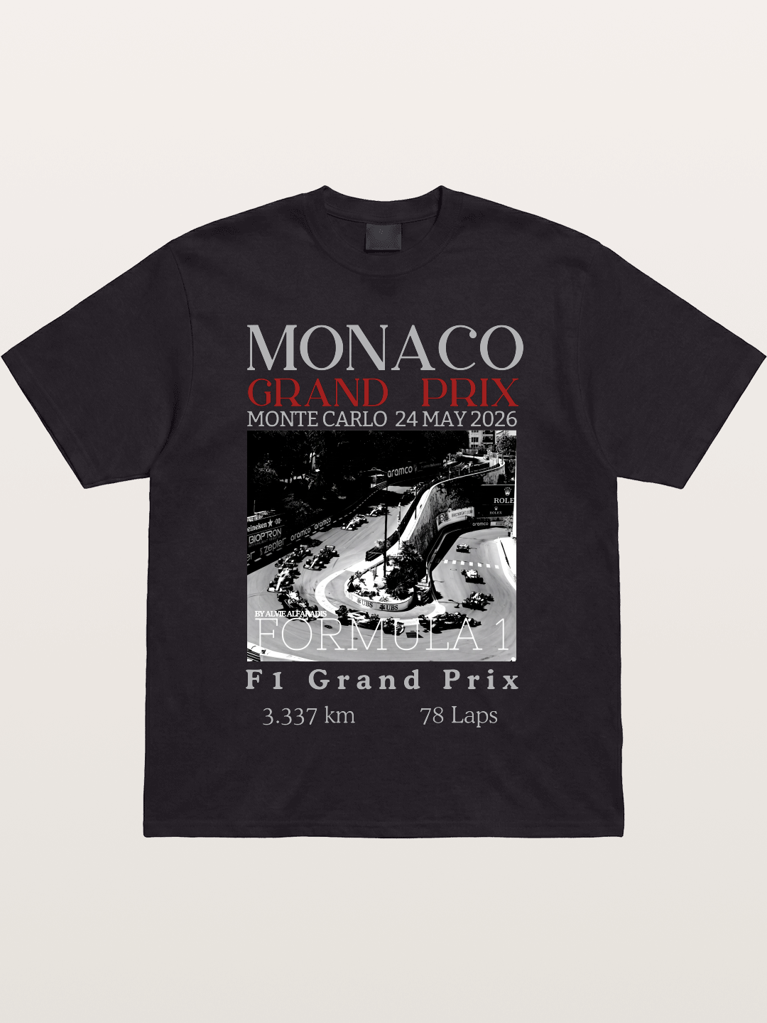 Monaco Grand Prix Black White Aerial Gildan T-shirt