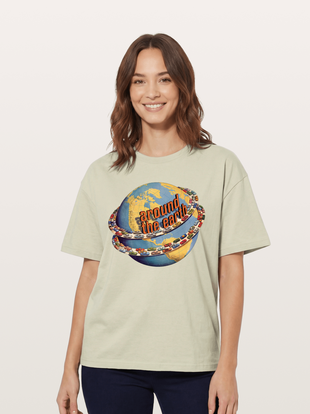 Global Cars Earth Illustration Cotton T-shirt