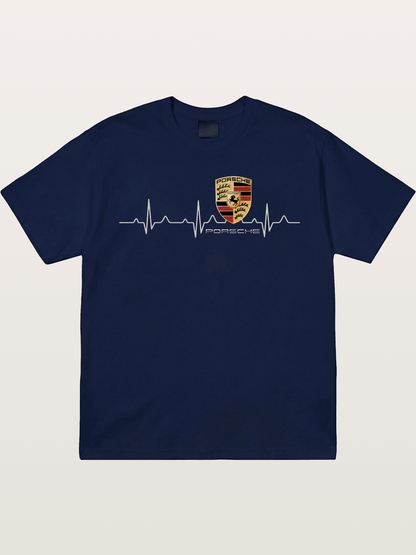 Porsche Heartbeat ECG Line Design Gildan T-shirt