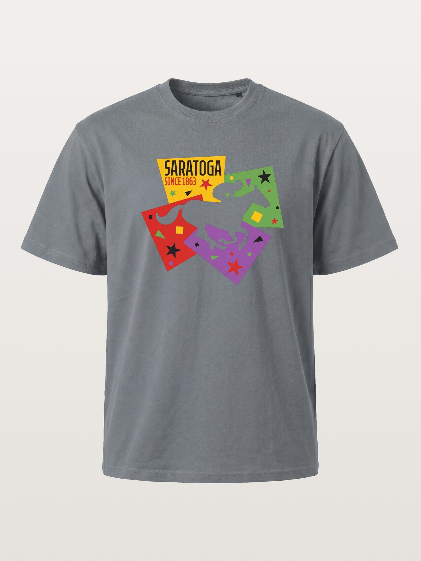 Saratoga Geometric Horse Rider Art Cotton T-shirt