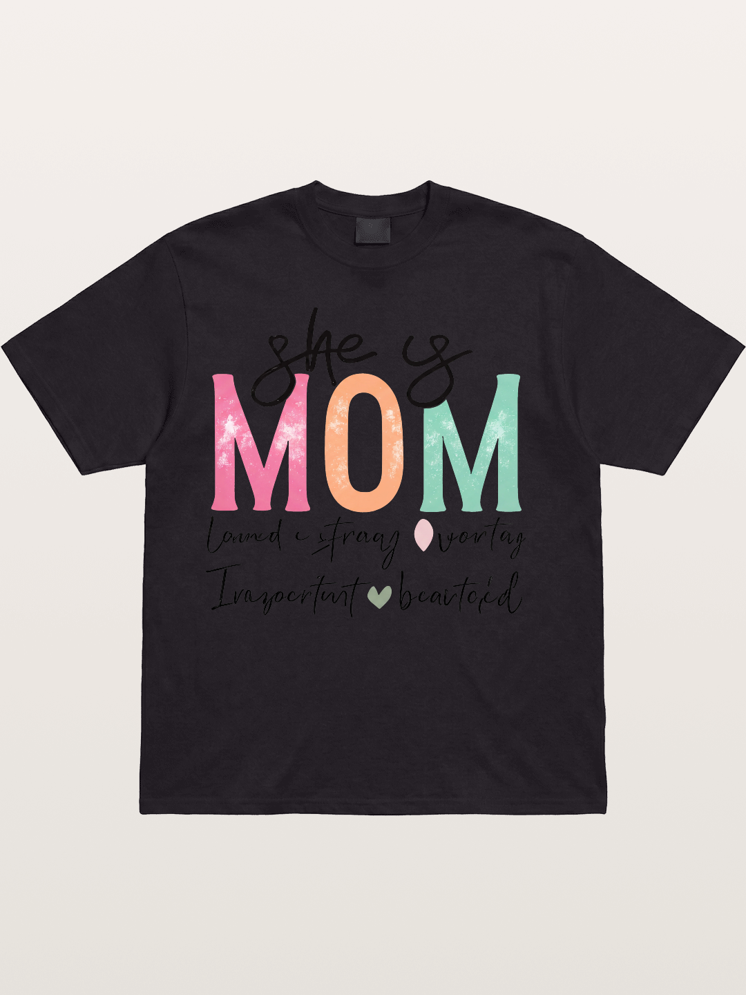She is Mom Boho Pastel Print Cotton T-shirt