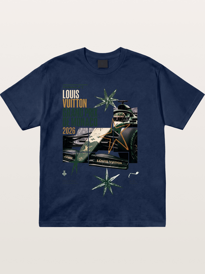 Green LV F1 Race Car Print Cotton T-shirt