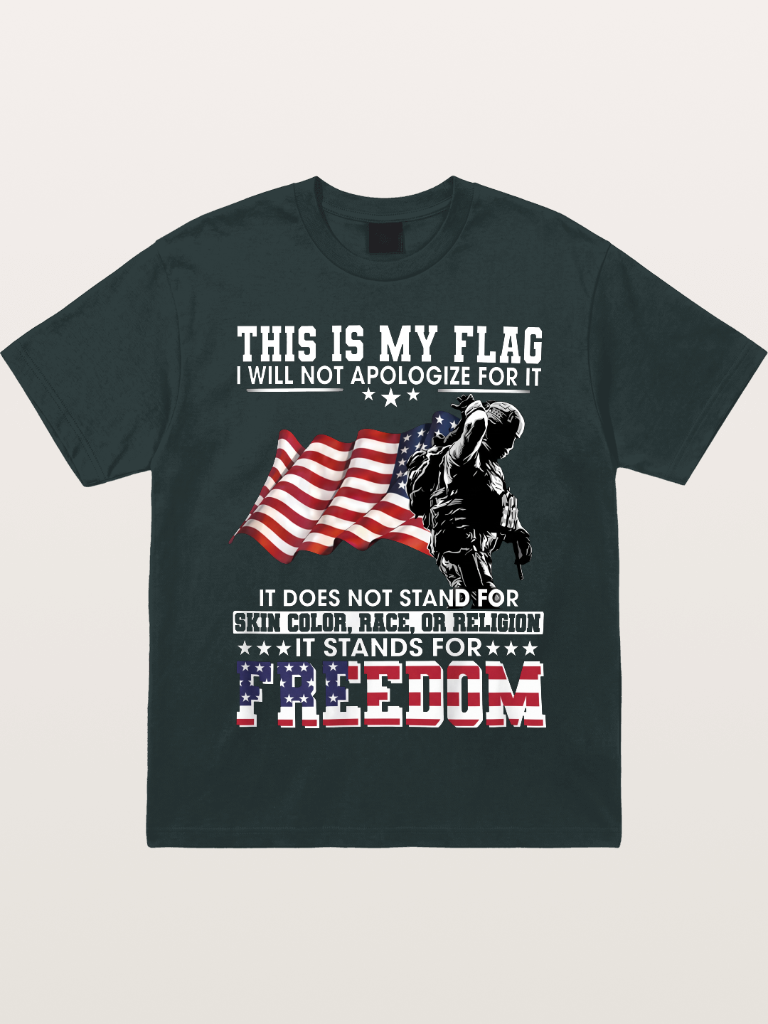 Freedom Soldier American Flag Silhouette Gildan T-shirt