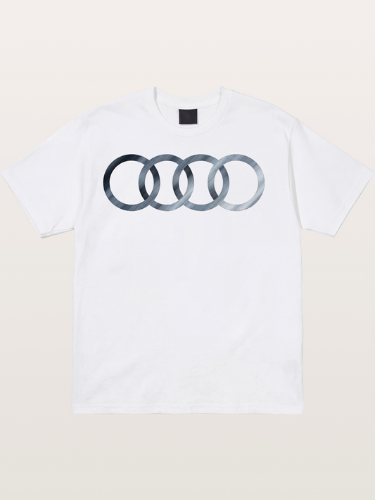 Audi Four Rings Brushed Metal Logo Cotton T-shirt