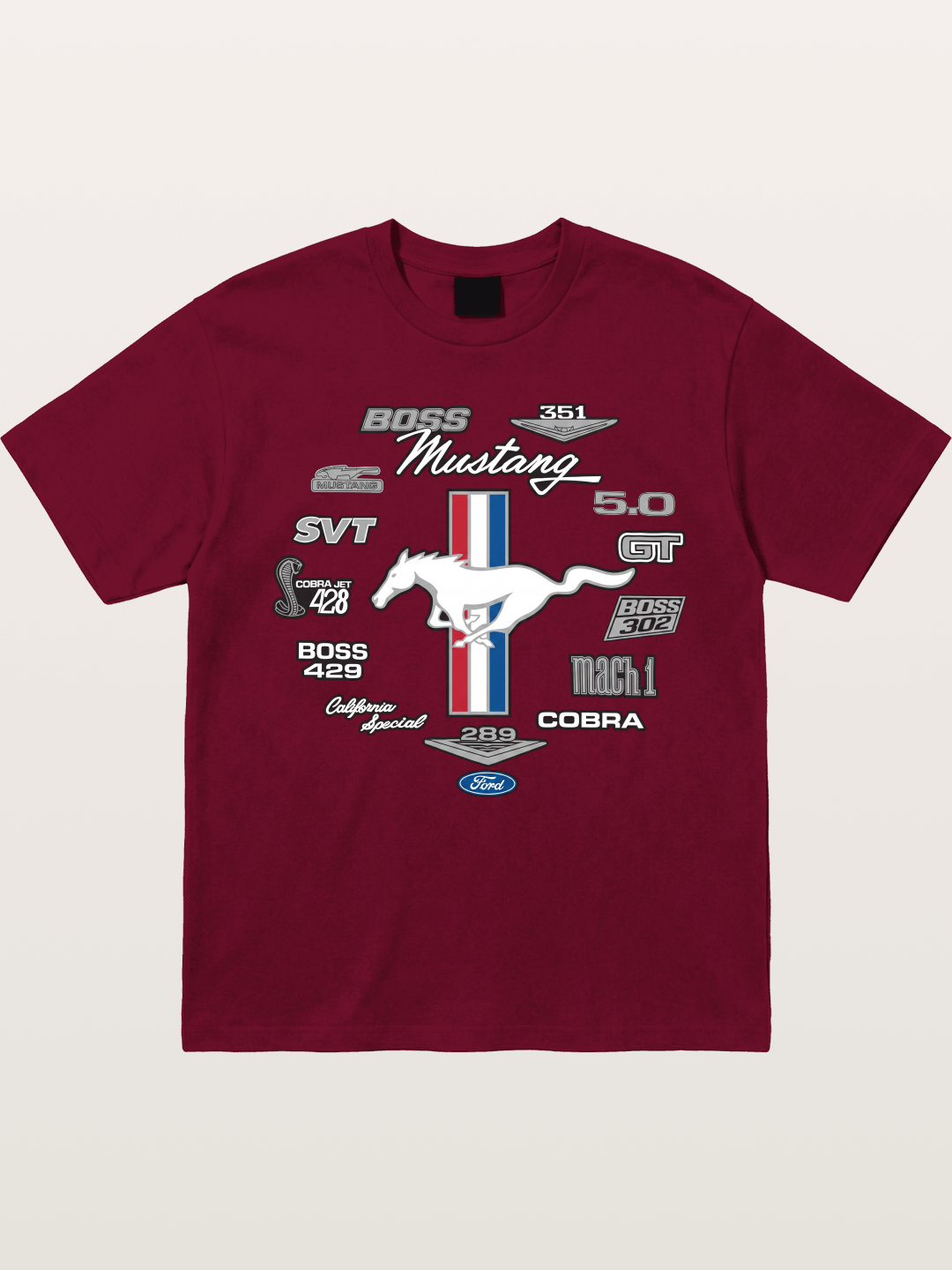 Ford Mustang Generations Badge Collection Gildan T-shirt