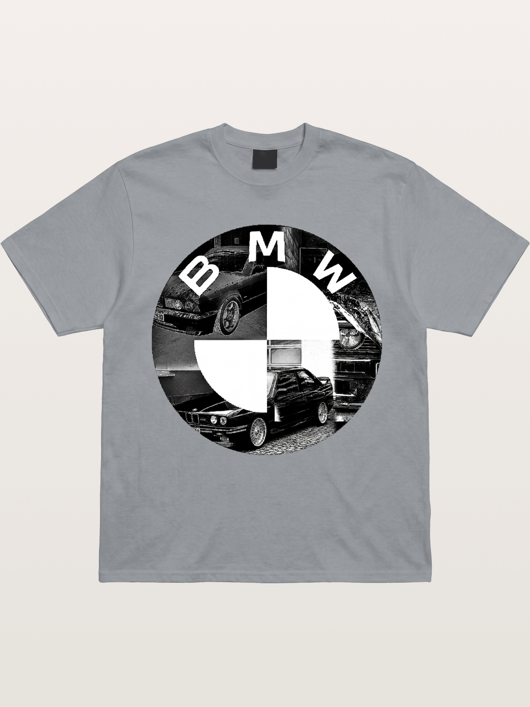 BMW Black White Photo Collage Logo Gildan T-shirt