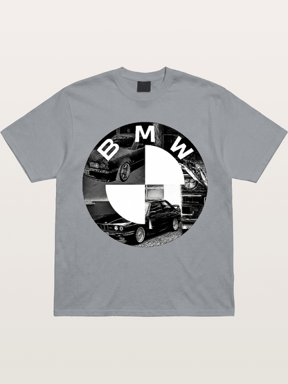 BMW Black White Photo Collage Logo Gildan T-shirt