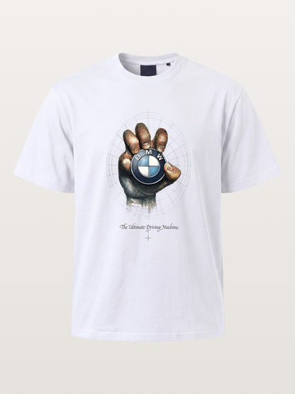 Hand Holding BMW Logo Sketch Cotton T-shirt