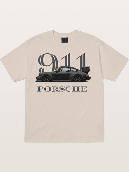 Porsche 911 Widebody Black Sports Car Cotton T-shirt