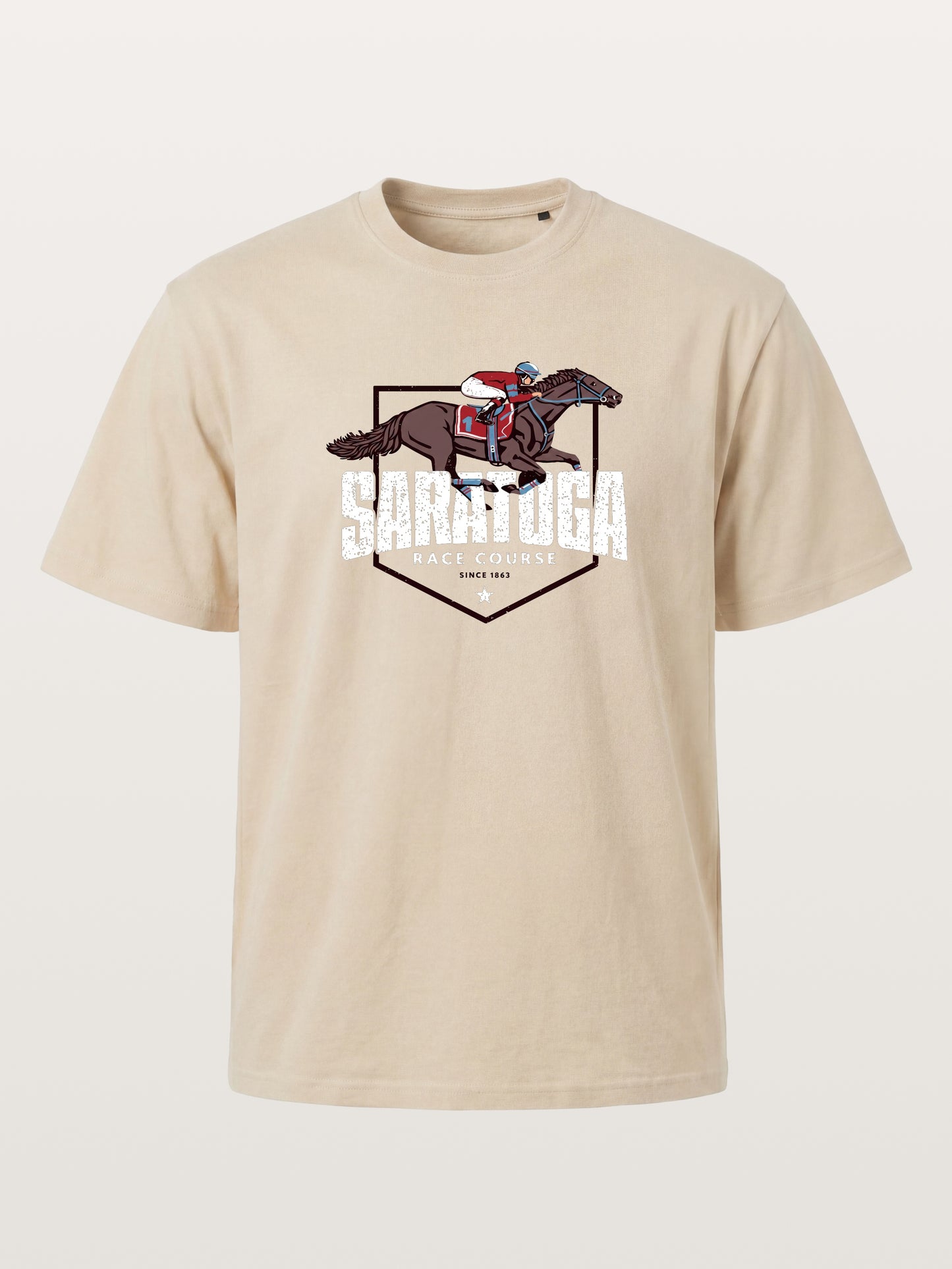 Saratoga Jockey And Horse Illustration Gildan T-shirt