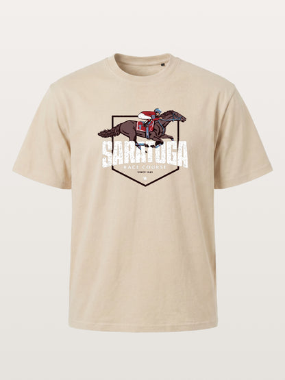 Saratoga Jockey And Horse Illustration Gildan T-shirt