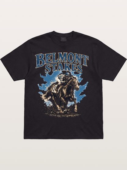 Belmont Stakes Mud Splash Poster Cotton T-shirt.