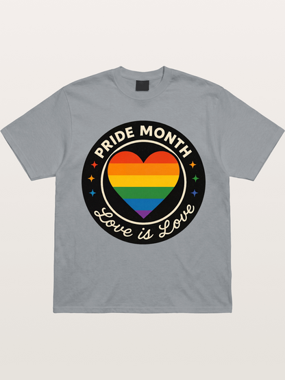 Pride Month Love Is Love Heart Badge Gildan T-shirt