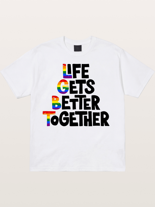 Together Pride Rainbow Quote Art Cotton T-shirt