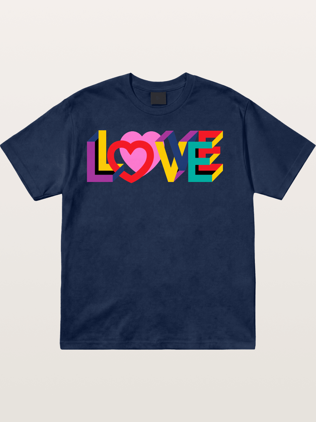 3D Love Typography With Heart Cotton T-shirt