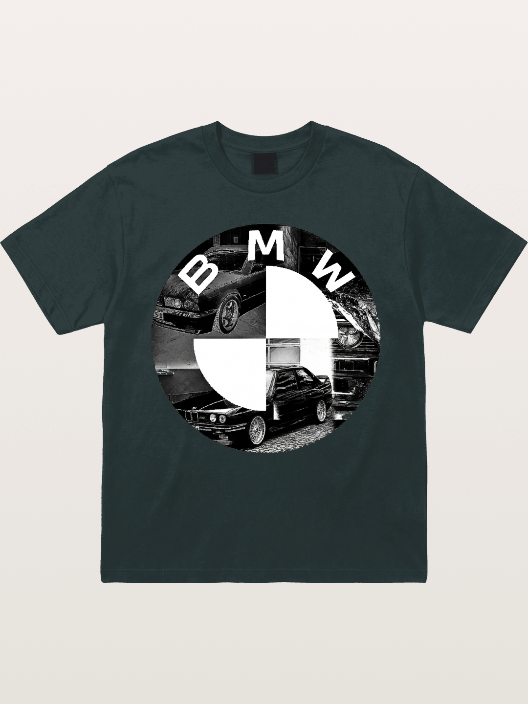 BMW Black White Photo Collage Logo Gildan T-shirt