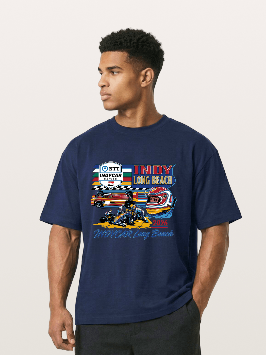 IndyCar Long Beach Vintage Art Gildan T-shirt