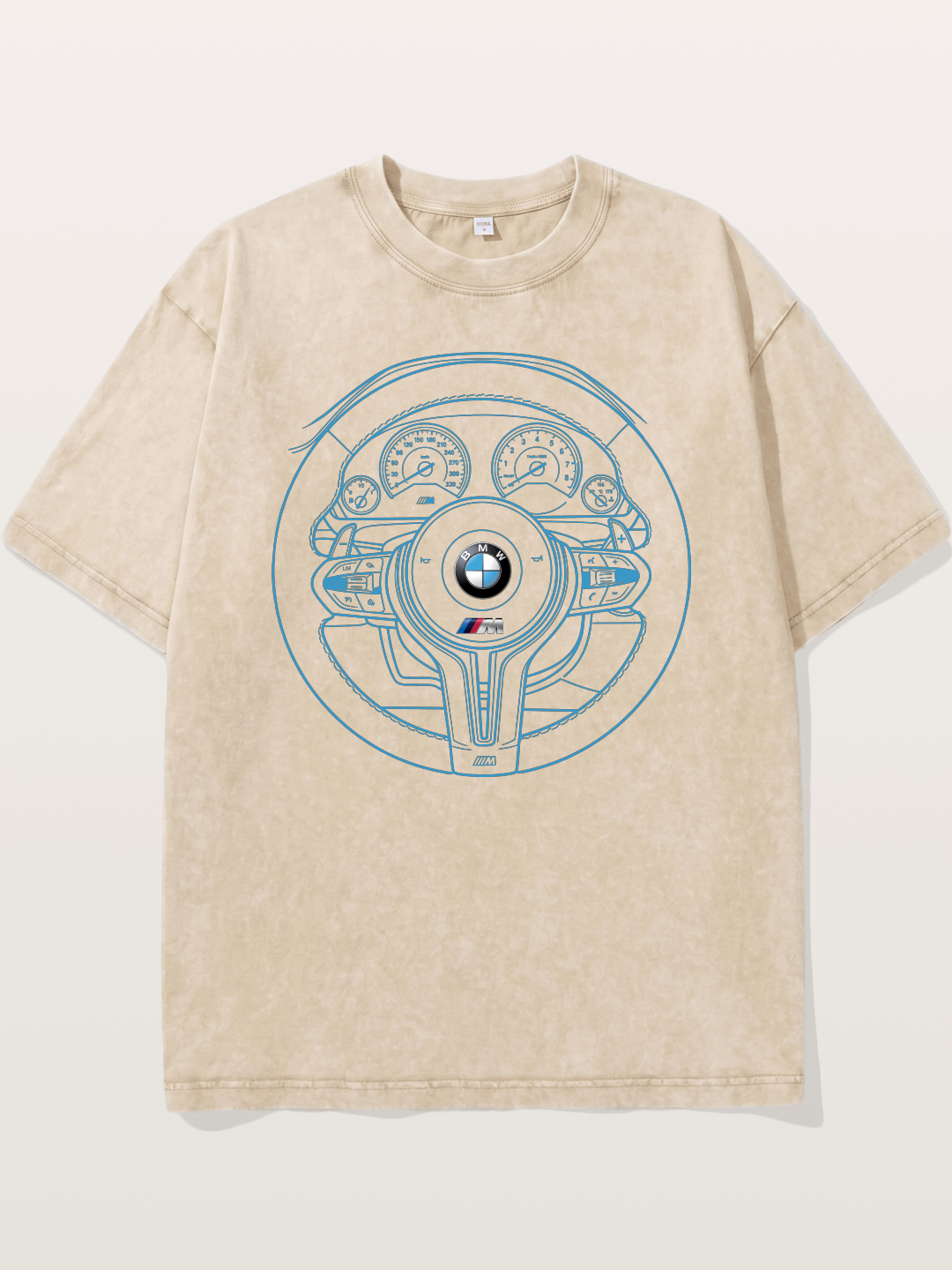 BMW M Vintage Steering Wheel Draft Washed T-shirt