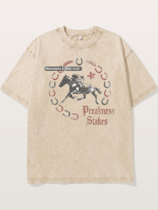 Preakness Stakes Horseshoe Art Washed T-shirt